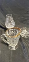 Clear glass pitcher and bowl