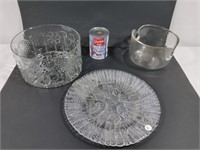 Assiettes bols en verre texturé