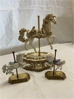 3 Carousel Horses, One Is Music Box