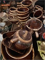 Large lot of McCoy brown USA dishes