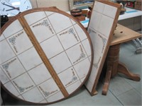 43" round tile top oak pedistal table