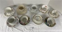 9 pcs. Vintage Porcelain Tea Cup & Saucer Sets