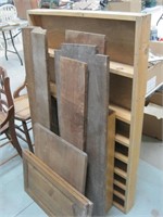 lot of various wood and shelf unit
