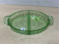 Green Depression Glass Sectioned Pickle Dish
