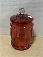 Cranberry Pickle Barrel With Burr Knob Lid