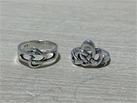 2 Rings Size(s) 6 1/2 & 8 - 925 Silver