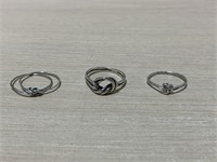 3 Rings Size(s) 6 1/2 & 7 - 925 Silver