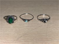 3 Rings Size(s) 6 1/2 & 8 - 925 Silver