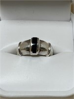 Ring Size 7 1/2 - 925 Silver With Black Strip