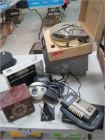 radios, phonograph, slide projector