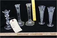 Crystal candlesticks and vases