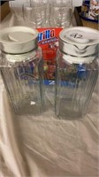 Clear glass canisters, glasses and more