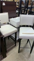2 White Leather Bar stools 18x19x44