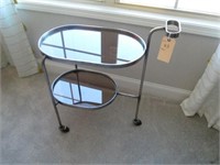 SILVER ROLLING DISPLAY CART