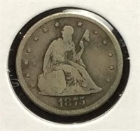 1875-CC Seated Liberty Twenty Cent Coin
