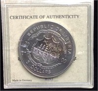 Republic of Liberia $5 Civil War Gettysburg Coin