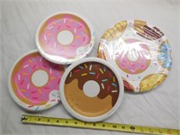 (4) Donut Theme Party Plates, 6.875" & 8.75"
