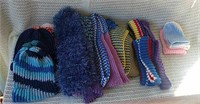 Hand knitted winter hats, scarves, baby hats, etc.