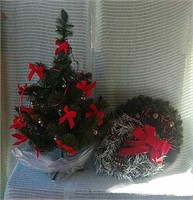 Small Christmas tree with lights/ornaments and
