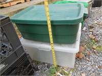 (2) Small Storage Totes w/Lids, *Green one has