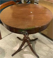 Vintage 1940s round drum table with one drawer,