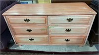 Pink white washed 6 drawer dresser, nice Federal