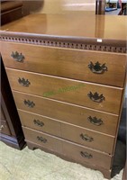 Five drawer dresser, with brass drawer pulls,