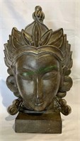 Large Silvertone Indian goddess sculpture bust,