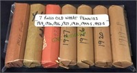 Seven rolls old wheat pennies, 1919 1920 1926