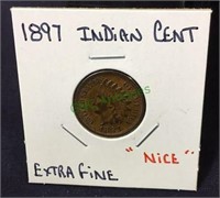 1897 Indian cent, extra fine, nice.(1178)