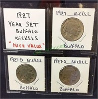 1927 year set, buffalo nickels, nice value.(1178)