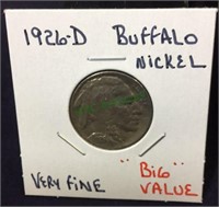 1926D buffalo nickel, very fine, big value.(1178)
