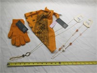 Gloves, Bandana, 2 Necklaces