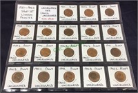 1937 to 1942S short set, Lincoln pennies,