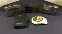 Vintage electronics, lot of five Sony Walkman,