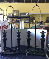 Lamps, one pair of black lamps, two column