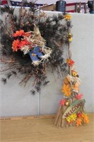 Halloween Scarecrow Wreath & Welcome Broom