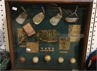 Golf shadowbox wall hanger with vintage
