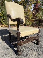Antique Carved Wood Claw Foot Throne