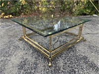 Glass/Metal Coffee Table W/Gold Accent