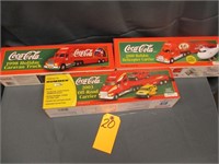 3 DIE CAST COCA COLA SEMIS