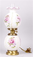 Fenton Opal Satin Hurricane Style Lamp