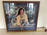 Large Signed Print By 'Maija' W/Dreamcatcher Imbed