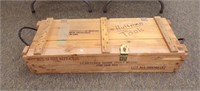LARGE WOODEN CARTRIDGE BOX W/ROPE HANDLES