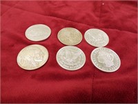 (6) ONE OZ SILVER COINS TO GO