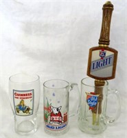 Beer-Old Style Light tapper-3 beer glasses