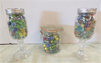 (3) JARS OF MARBLES