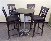 SMALL ADJUSTABLE ROUND BAR TABLE W/4 STOOLS