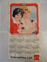 1974 Coca Cola Cloth Wall calendar Vintage