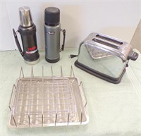 THERMOS BOTTLES, TOASTER, PIECES FOR BBQ GRILL